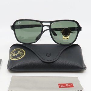 Ray-Ban RB 4356 6545/31 New Black/ Green Unisex Pilot Sunglasses 58mm